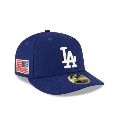 Blue Los Angeles Dodgers Hat - New Era MLB Crystals from Swarovski Flag Low Profile 59FIFTY Fitted Caps USA8631745